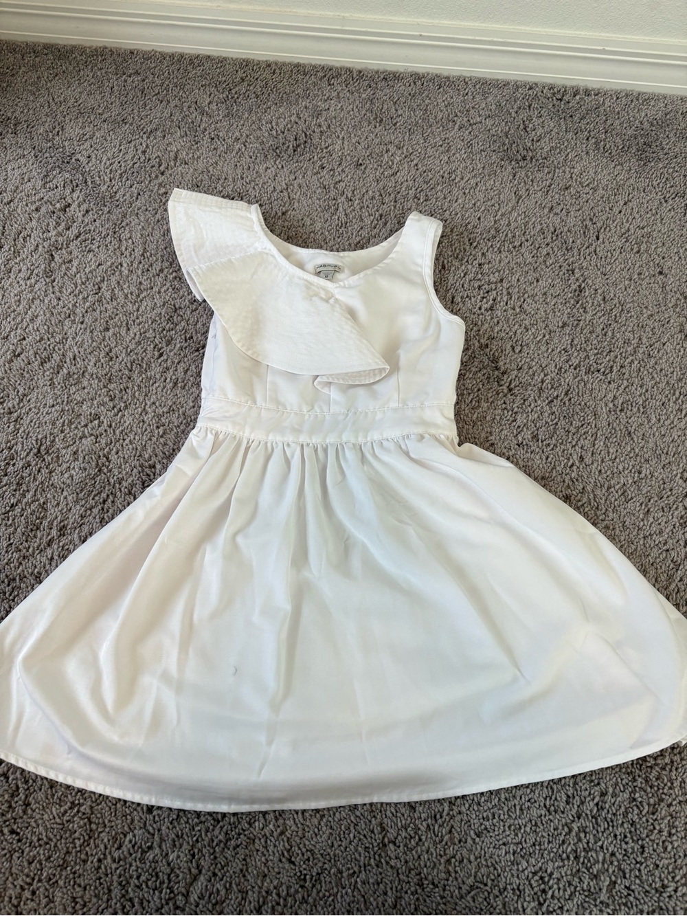 Habitual White Ruffle-Shoulder Girls Dress